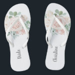 Bride Wedding Blush Pink Floral Eucalyptus Flip Flops<br><div class="desc">These personalised pink floral eucalyptus bride flip-flops will make the perfect gift for the bride.  Visit my wedding collection to view all coordinating items.</div>