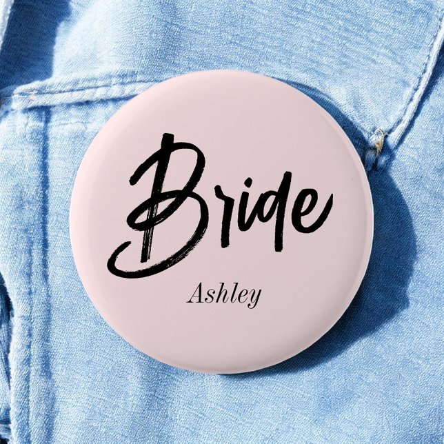 Bride Wedding Blush Pink Script  6 Cm Round Badge (Creator Uploaded)