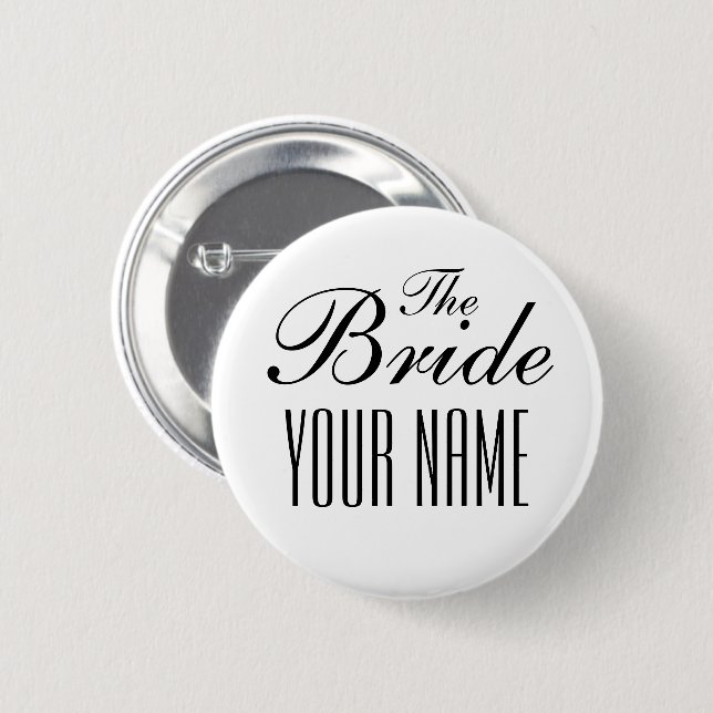 Bride wedding button with custom name (Front & Back)