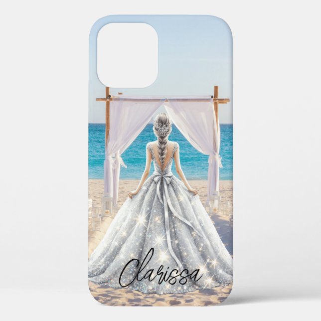 Bride Wedding Day Beach Wedding Fancy Gown Bridal Case-Mate iPhone Case (Back)