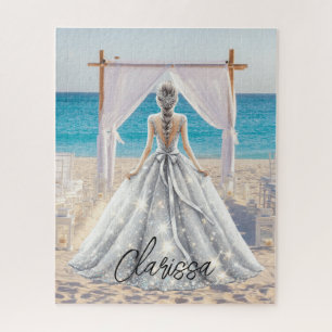 Bride Wedding Day Beach Wedding Fancy Gown Bridal Jigsaw Puzzle