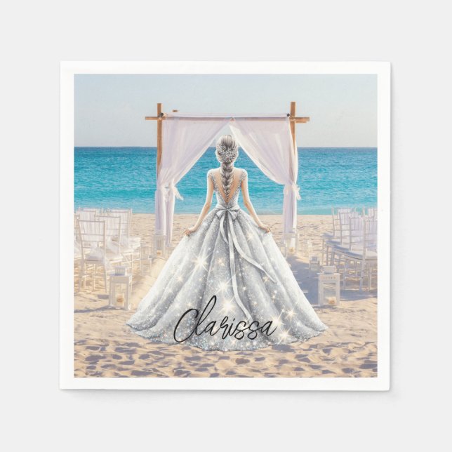 Bride Wedding Day Beach Wedding Fancy Gown Bridal Napkin (Front)