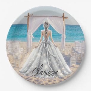 Bride Wedding Day Beach Wedding Fancy Gown Bridal Paper Plate