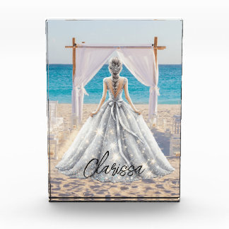 Bride Wedding Day Beach Wedding Fancy Gown Bridal Photo Block