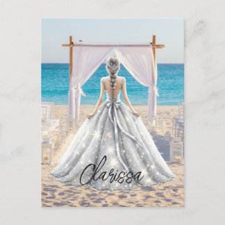 Bride Wedding Day Beach Wedding Fancy Gown Bridal Postcard
