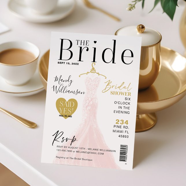 Bride Wedding Dress Bridal Shower Magazine Cover I Invitation (Bride Wedding Dress Bridal Shower Magazine Cover I Invitation)