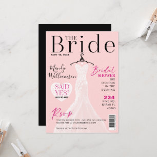 Bride Wedding Dress Bridal Shower Magazine Cover I Invitation