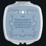 Bride Wedding Gift from Mum Blue Floral Boho Compact Mirror<br><div class="desc">A stunning compact mirror, for a sentimental bride wedding gift from Mum that will leave a lasting impression on your special day. Adorned with a delicate dusty blue and pink floral wreath, this mirror radiates a charming Boho style. To add an enchanting touch, it features a celestial element, symbolising the...</div>