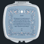 Bride Wedding Gift from Mum Blue Floral Boho Compact Mirror<br><div class="desc">A stunning compact mirror, for a sentimental bride wedding gift from Mum that will leave a lasting impression on your special day. Adorned with a delicate dusty blue and pink floral wreath, this mirror radiates a charming Boho style. To add an enchanting touch, it features a celestial element, symbolising the...</div>