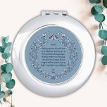 Bride Wedding Gift from Mum Blue Floral Boho Compact Mirror<br><div class="desc">A stunning compact mirror, for a sentimental bride wedding gift from Mum that will leave a lasting impression on your special day. Adorned with a delicate dusty blue and pink floral wreath, this mirror radiates a charming Boho style. To add an enchanting touch, it features a celestial element, symbolising the...</div>