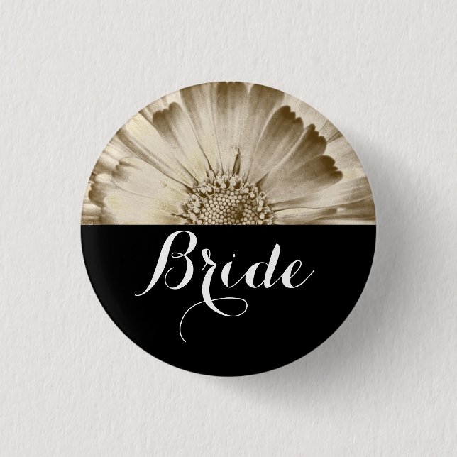 Bride Wedding Gold Daisy 3 Cm Round Badge (Front)