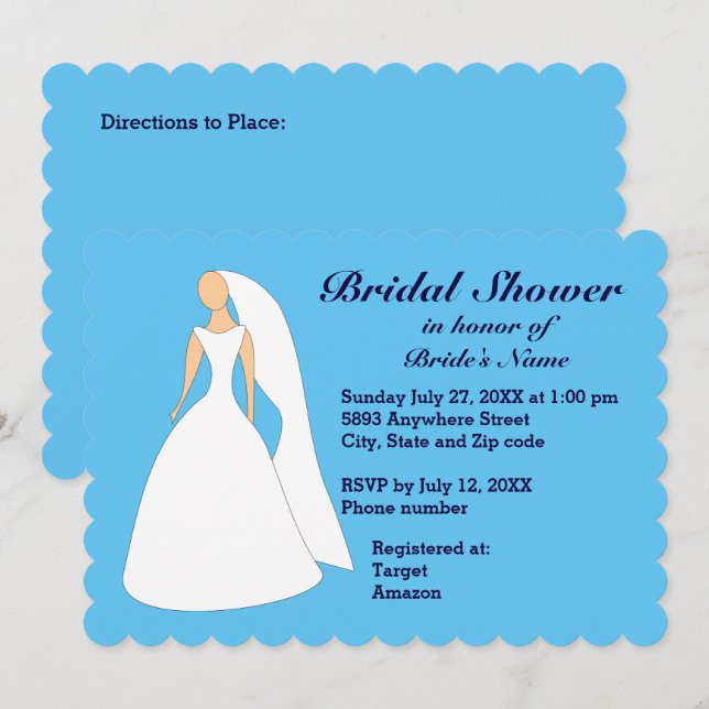 Bride Wedding Gown Bridal Shower Invitation (Front/Back)