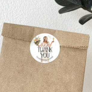 Bride Wedding Gown Bridal Shower Thank You Classic Round Sticker