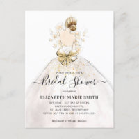 Bride Wedding Gown Dress Bridal Shower Invitation