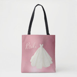 Bride Wedding Gown Script Pink Metallic Tote Bag