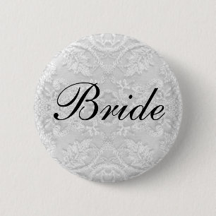 Bride Wedding lace white 6 Cm Round Badge