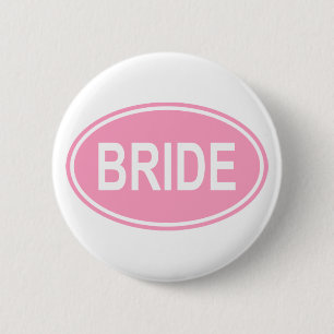 Bride Wedding Oval Pink 6 Cm Round Badge