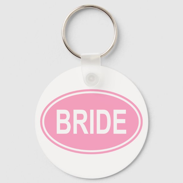 Bride Wedding Oval Pink Key Ring (Front)