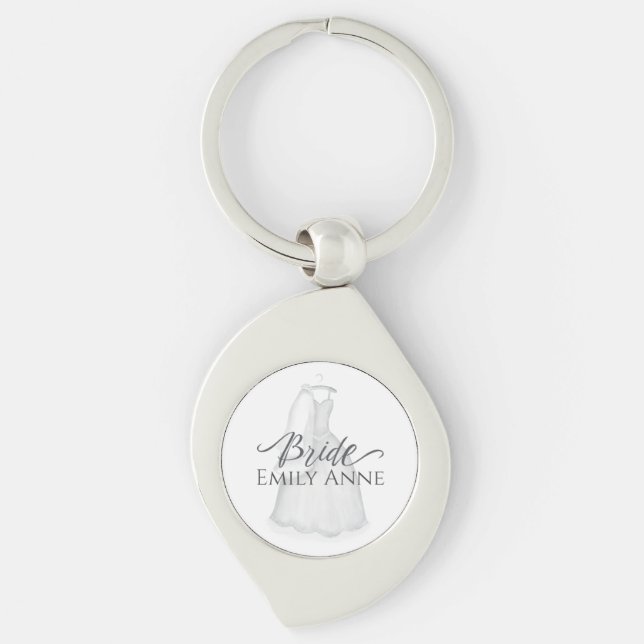 Bride Wedding Pretty Personalised Custom Vintage Key Ring (Front)