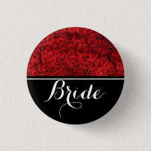 Bride Wedding Red Roses 3 Cm Round Badge