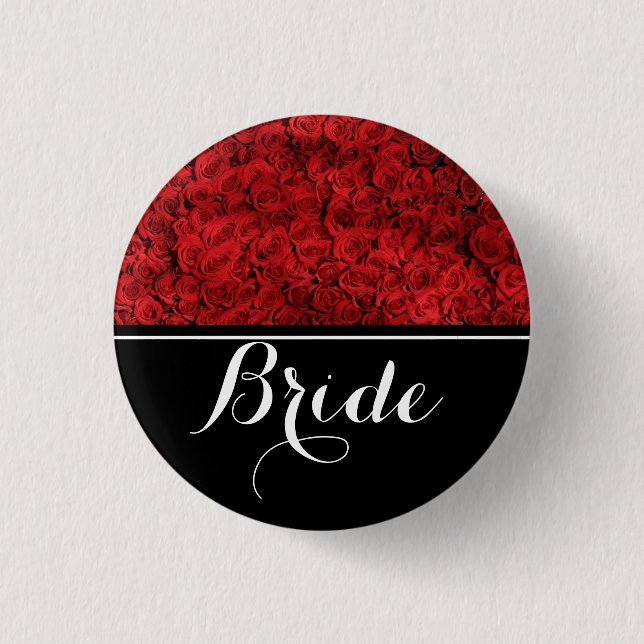 Bride Wedding Red Roses 3 Cm Round Badge (Front)