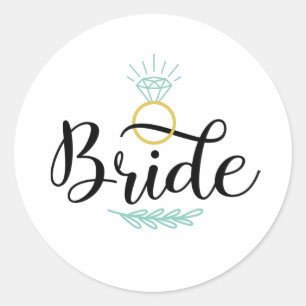 Bride Wedding Ring Classic Round Sticker
