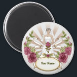Bride Wedding Roses custom name magnet<br><div class="desc">Bride Wedding Roses custom name magnet, T-Shirt, Wedding apparel, Wedding gifts by ArtMuvz Illustration. Matching Customizable Wedding bridal shower, reception, rehearsal dinner apparel. HOW TO PERSONALIZE click on “PERSONALIZE THIS TEMPLATE” then edit the fields provided for your custom gift. You can add your name or add text instead. Customize this...</div>