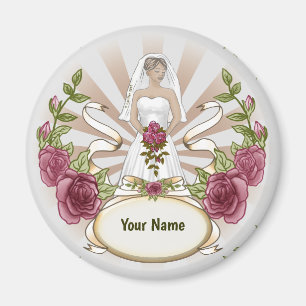 Bride Wedding Roses custom name magnet