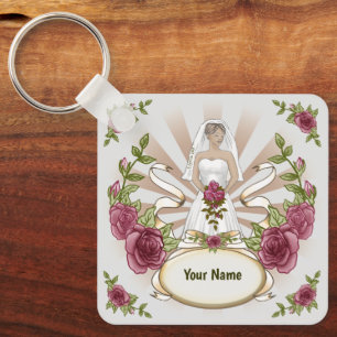Bride Wedding Roses keychain