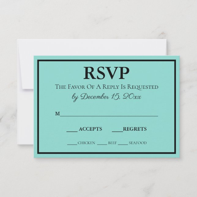 Bride & Wedding Suite Modern Teal Blue RSVP Card (Front)