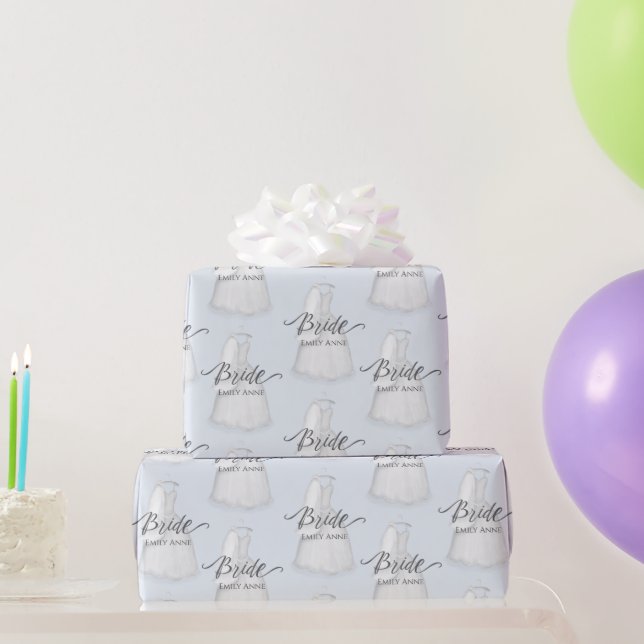 Bride Wedding Vintage Dress Personalised Gift Wrapping Paper (Party Gifts)