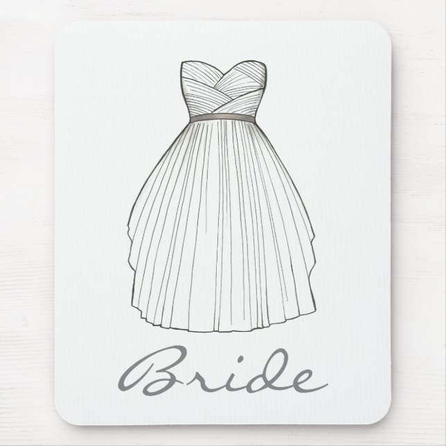 BRIDE White Bridal Gown Wedding Princess Dress Mouse Mat (Front)