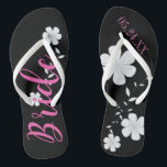 Bride White Floral Custom Flip Flops<br><div class="desc">Flip flops for the bride! Pretty white flowers with her custom wedding date flip flops are a must for the bride. Add the wedding date!</div>