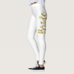 Bride White & Gold Faux Foil Typography Yoga Pants<br><div class="desc">Bride White & Gold Faux Foil Typography and Heart Yoga Pants. The Bride Yoga Pants are perfect for working out on your Honeymoon Vacation.</div>