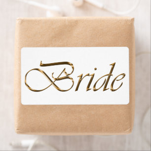 Bride white gold script calligraphy elegant chic
