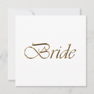 Bride white gold script calligraphy elegant chic card