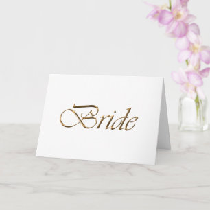 Bride white gold script calligraphy elegant chic card