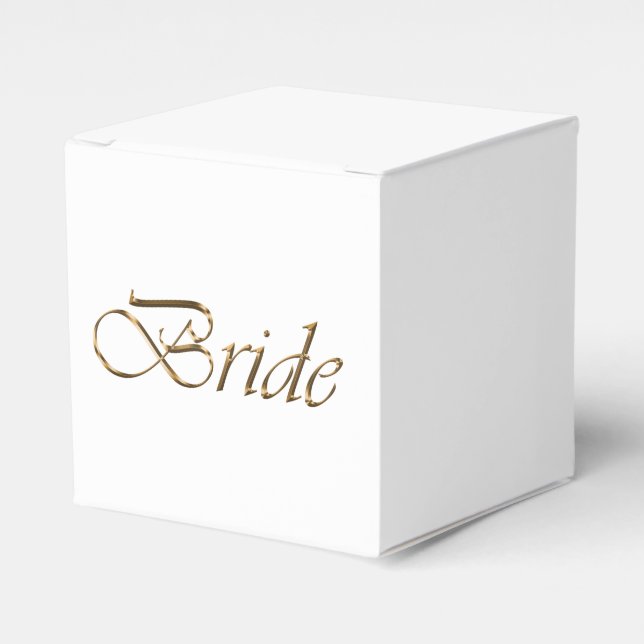 Bride white gold script calligraphy elegant chic favour box (Front Side)