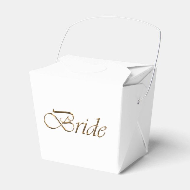Bride white & gold script calligraphy elegant chic favour box (Front Side)