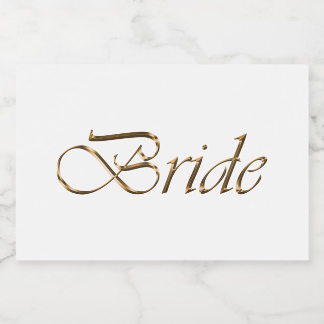 Bride white gold script calligraphy elegant chic food label (Single Label)