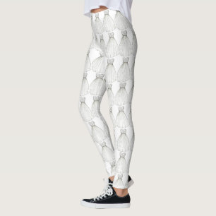 Bride White Princess Wedding Dress Bridal Shower Leggings