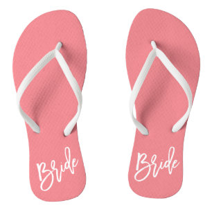 Bride White Script Flip Flops