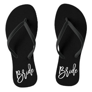 Bride White Script Flip Flops