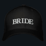 Bride white text black wedding embroidered hat<br><div class="desc">Bride white text black wedding Embroidered Baseball Cap 
Available in many colours and options</div>