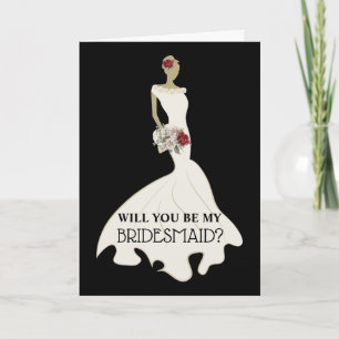 Bride white wedding dress chic bridal proposal card