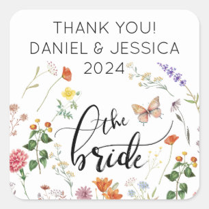 Bride Wild Flower Vintage Wedding Sticker