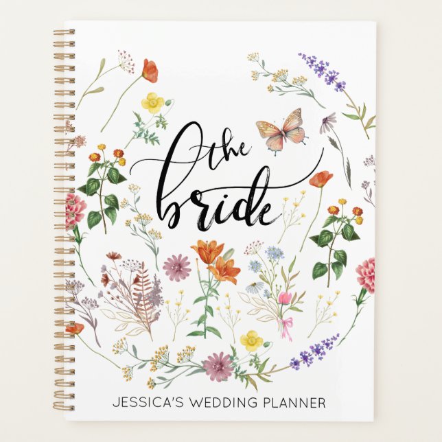 Bride Wild Flowers Vintage Name Wedding Planner (Front)