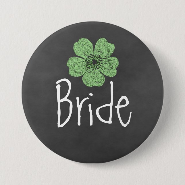 Bride Wild Green Roses Chalkboard 7.5 Cm Round Badge (Front)
