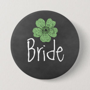 Bride Wild Green Roses Chalkboard 7.5 Cm Round Badge