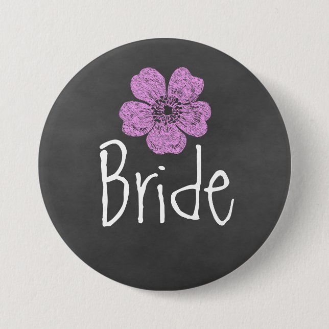 Bride Wild Pink Roses Chalkboard 7.5 Cm Round Badge (Front)